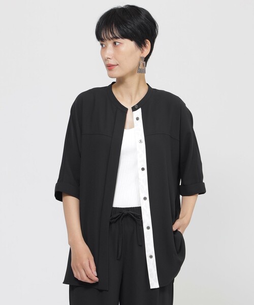 ブラウス シャツ 「夏でもさらっと」「吸水速乾」「ウォシャブル」バックサテンジョーゼットブラウス レディース