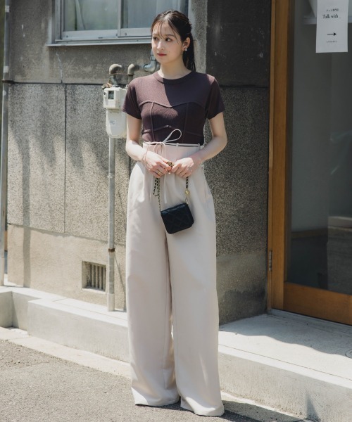 slattgir（スラットジール） ワイドパンツ パンツ 高身長 リボン付ハイ