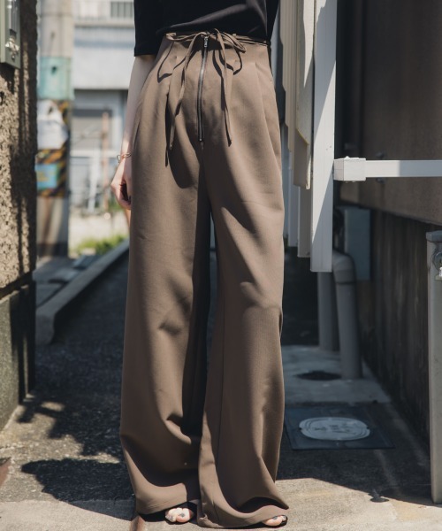slattgir（スラットジール） ワイドパンツ パンツ 高身長 リボン付ハイ