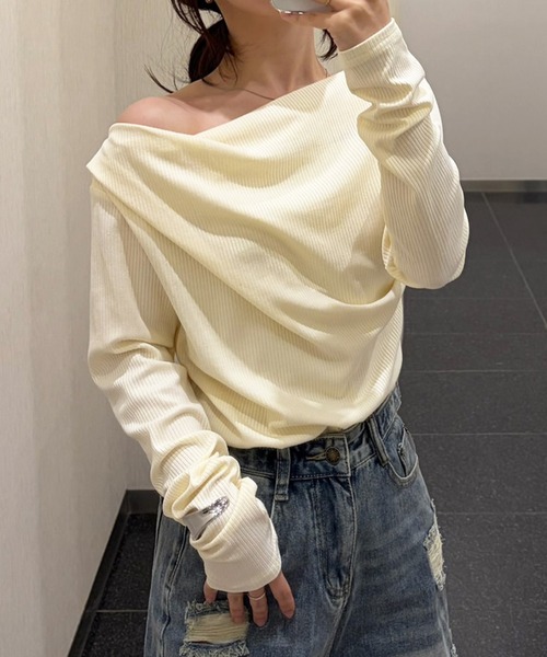 RANAN（ラナン） tシャツ 「26SS新色追加」2WAYドレープオフショル