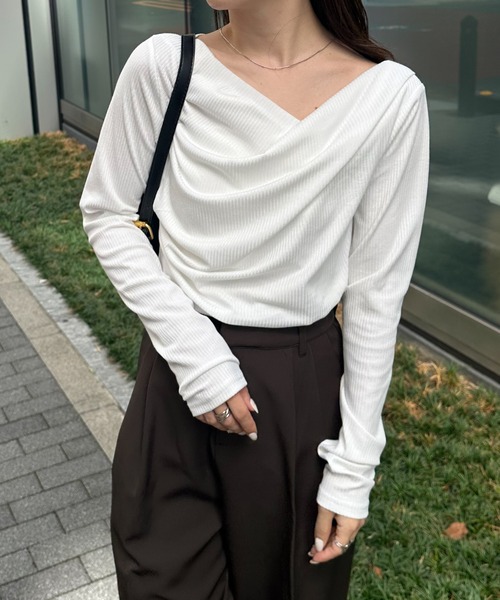 RANAN（ラナン） tシャツ 「26SS新色追加」2WAYドレープオフショル