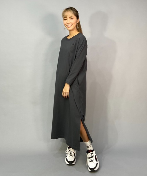 THE NORTH FACE 「THE FACE」 長袖ワンピース M グレー