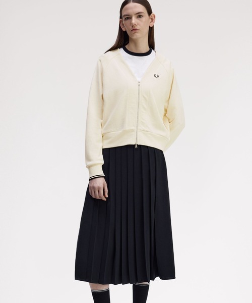 FRED PERRYジップアップカーディガン S ダークオートミール FRED PERRY ダークオートミール ジップアップカーディガン