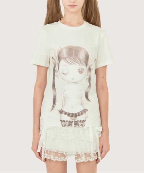 tシャツ MURAKAMI MOE LA POMME petit Collaboration Girl Sillouette  T レディース