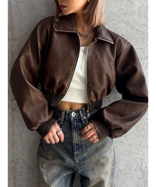 GYDA（ジェイダ） ブルゾン アウター 「TINY」fake leatherショート