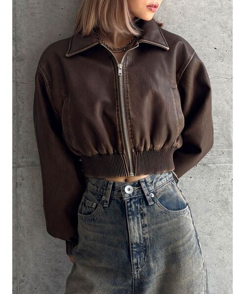 GYDA(ジェイダ) ブルゾン アウター 「TINY」fake leatherショート GYDA(ジェイダ) ブルゾン アウター 「TINY」fake leatherショート