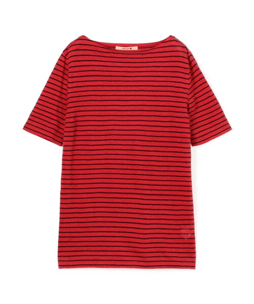 BACCA（バッカ） tシャツ 半袖 リネンボーダー ハーフスリーブTシャツ