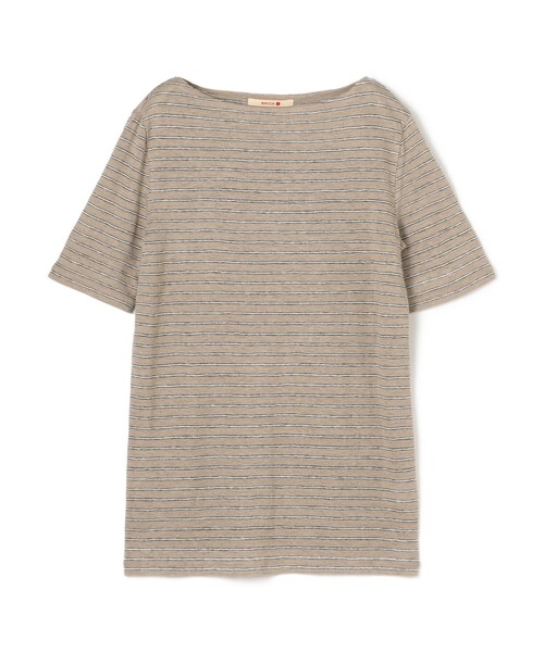 BACCA（バッカ） tシャツ 半袖 リネンボーダー ハーフスリーブTシャツ