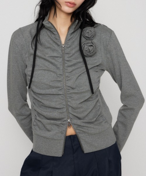 LAGUA GEM（ラグアジェム） tシャツ FRONT ZIP GATHER トップス