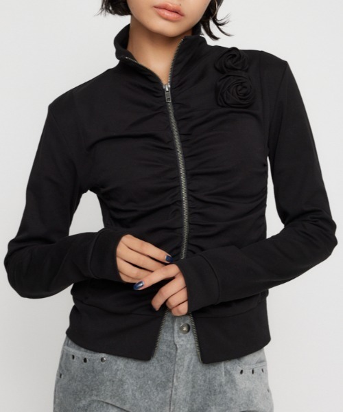 LAGUA GEM（ラグアジェム） tシャツ FRONT ZIP GATHER トップス