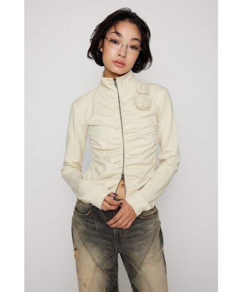 LAGUA GEM（ラグアジェム） tシャツ FRONT ZIP GATHER トップス