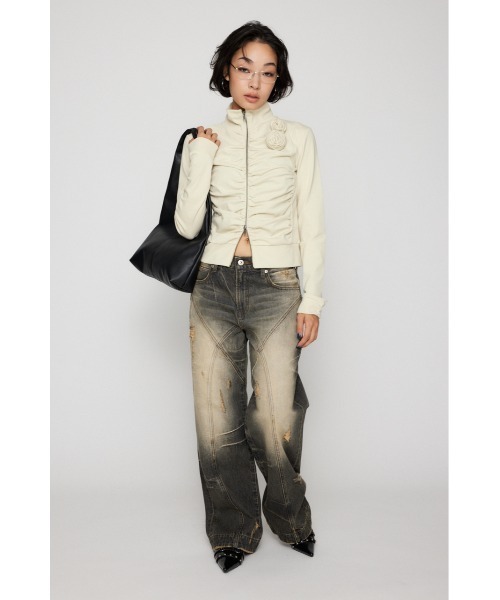 LAGUA GEM（ラグアジェム） tシャツ FRONT ZIP GATHER トップス