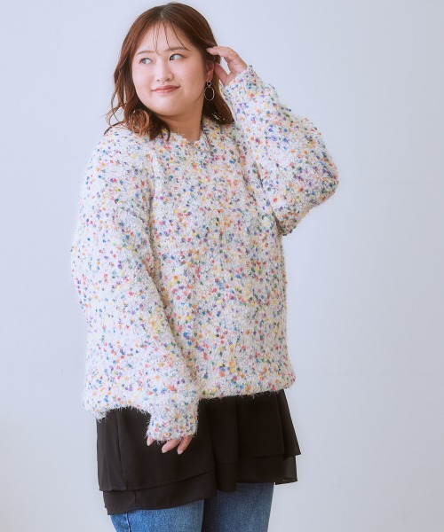 SMILELAND ニット セーター 「大きいサイズ」ポコポコネップ入カラフル