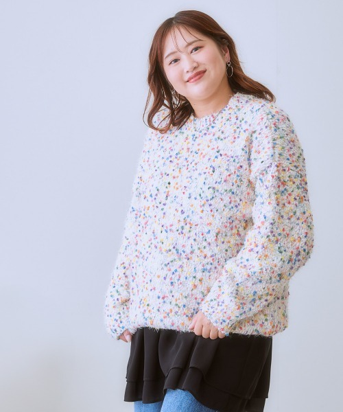 SMILELAND ニット セーター 「大きいサイズ」ポコポコネップ入カラフル