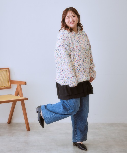 SMILELAND ニット セーター 「大きいサイズ」ポコポコネップ入カラフル