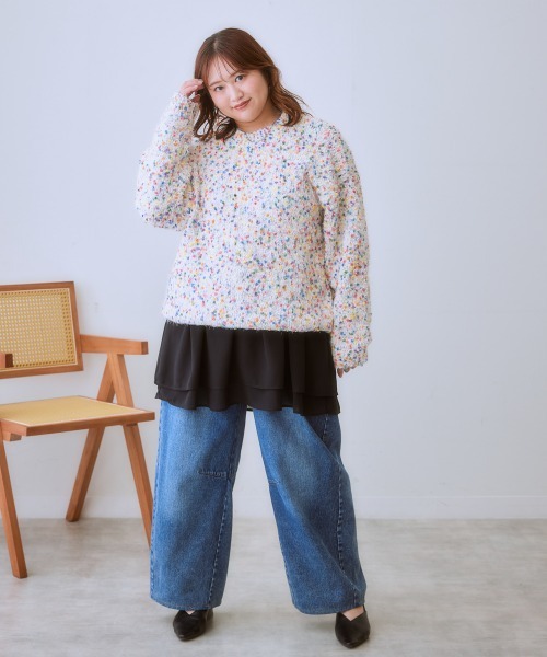 SMILELAND ニット セーター 「大きいサイズ」ポコポコネップ入カラフル