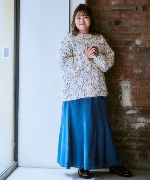 SMILELAND ニット セーター 「大きいサイズ」ポコポコネップ入カラフル