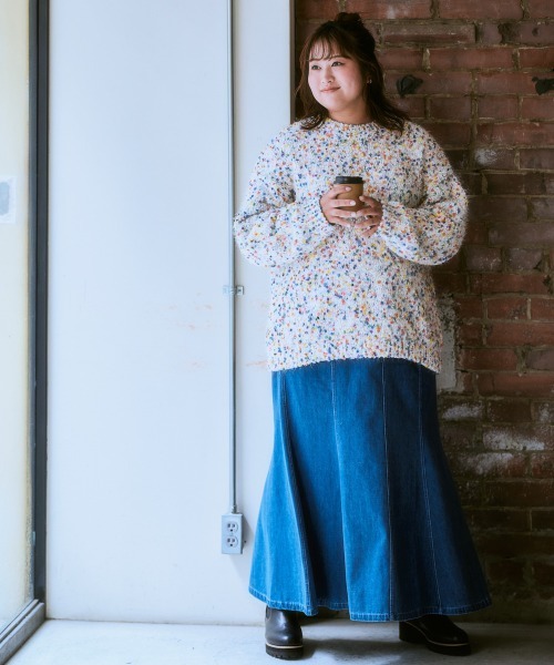 SMILELAND ニット セーター 「大きいサイズ」ポコポコネップ入カラフル