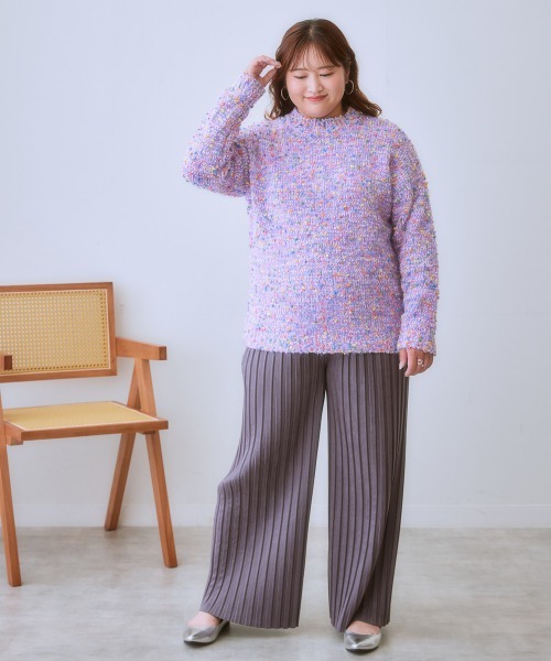 SMILELAND ニット セーター 「大きいサイズ」ポコポコネップ入カラフル