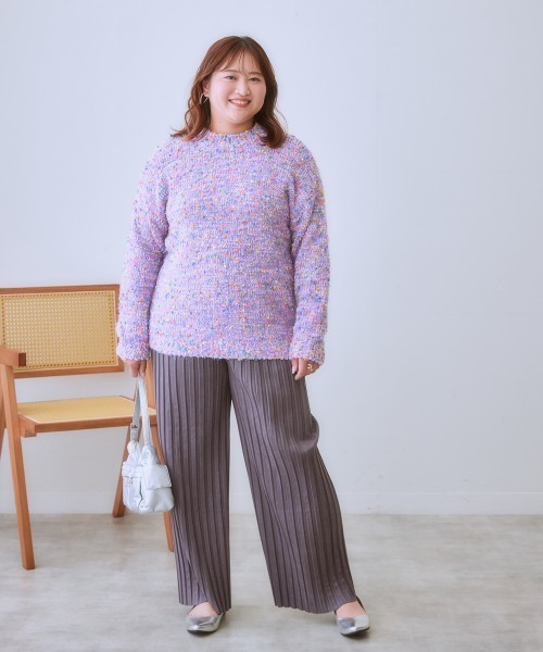 SMILELAND ニット セーター 「大きいサイズ」ポコポコネップ入カラフル