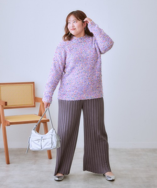 SMILELAND ニット セーター 「大きいサイズ」ポコポコネップ入カラフル