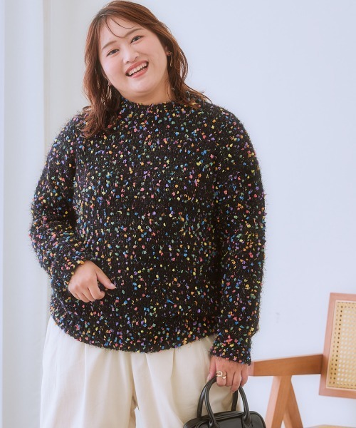 SMILELAND ニット セーター 「大きいサイズ」ポコポコネップ入カラフル