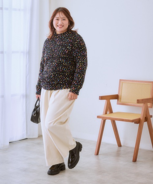 SMILELAND ニット セーター 「大きいサイズ」ポコポコネップ入カラフル