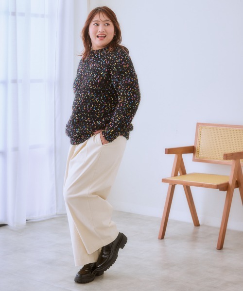 SMILELAND ニット セーター 「大きいサイズ」ポコポコネップ入カラフル