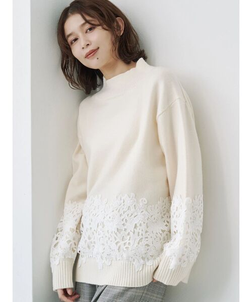 TONAL（トーナル） ニット セーター レースドッキングタートルニット