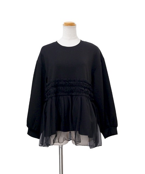 【新品・未使用】イチパーセント1% チュールレイヤードトップス CLOTHY tシャツ 「繊細なチュールをドッキングした異素材トップス