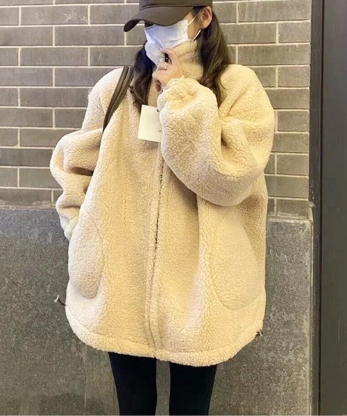 ムートンコート ボアコート オーバーサイズふわもこボアジャケット