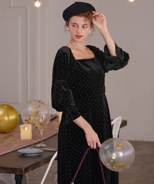 BONLECILL noir ドレス 「BONLECILL noir」スクエアネックキャンディー