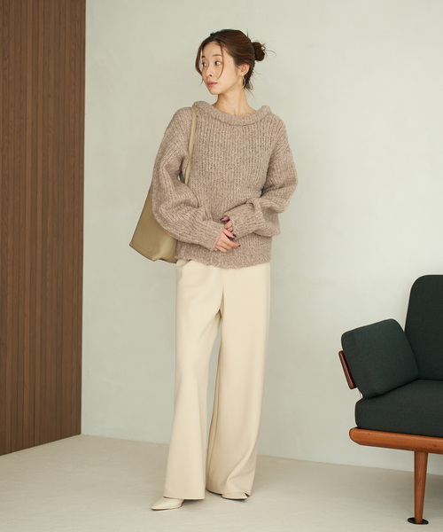 【美品✨】Plage ニットプルオーバー　ウール　ベージュ　秋冬活躍 plage（プラージュ） ニット セーター Super Light Wool プルオーバー