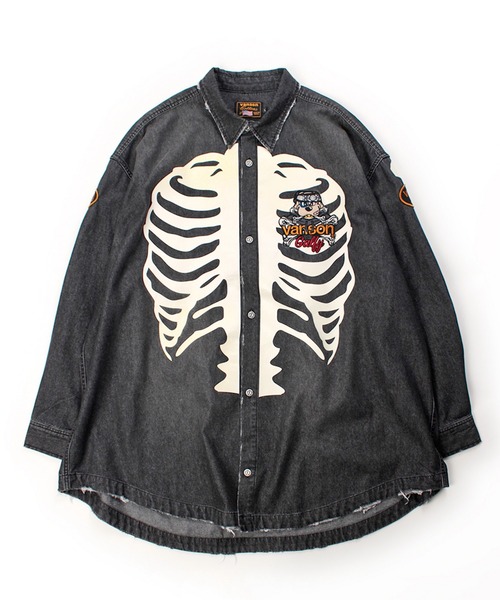 【新品】JACKROSE×VANSON×GALFY-骨犬 Demin Shirt GALFY（ガルフィー） シャツ JACKROSE×VANSON×GALFY-骨犬 Demin Shirt