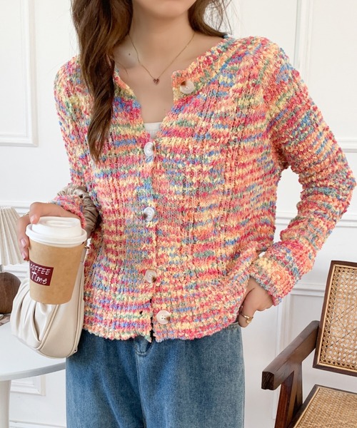 「ABITOKYO」 ニットカーディガン FREE グリーン系その他 レディース_画像2