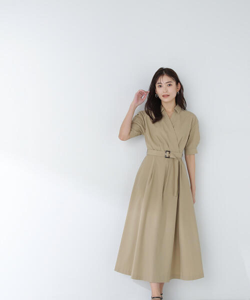 「NATURAL BEAUTY BASIC」 半袖ワンピース MEDIUM ベージュ レディース_画像4