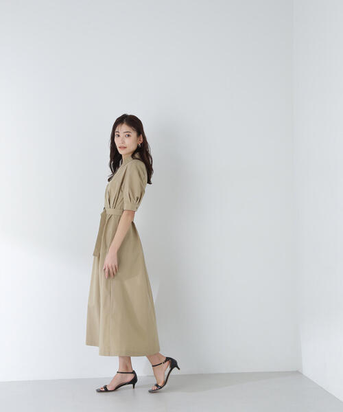 「NATURAL BEAUTY BASIC」 半袖ワンピース MEDIUM ベージュ レディース_画像5
