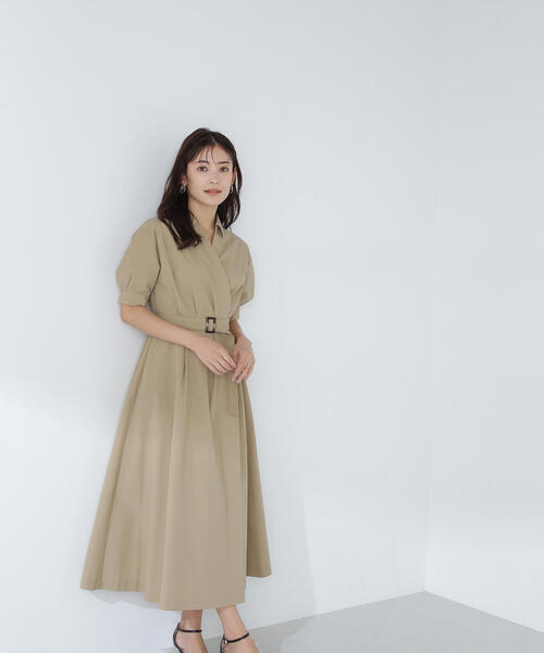 「NATURAL BEAUTY BASIC」 半袖ワンピース MEDIUM ベージュ レディース_画像6