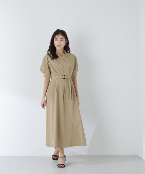 「NATURAL BEAUTY BASIC」 半袖ワンピース MEDIUM ベージュ レディース_画像7
