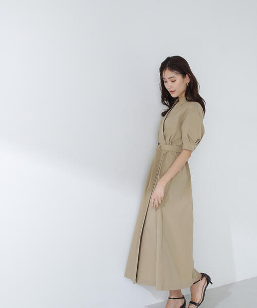 「NATURAL BEAUTY BASIC」 半袖ワンピース MEDIUM ベージュ レディース_画像8