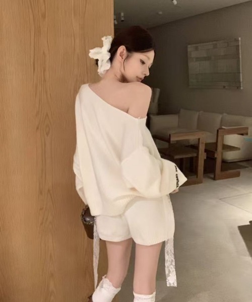 ViViDAY セットアップ 「上下2点セット」ワンショルダー十字架プリント