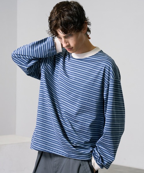 「PUBLIC TOKYO」 長袖Tシャツ 2 グリーン メンズ_画像3