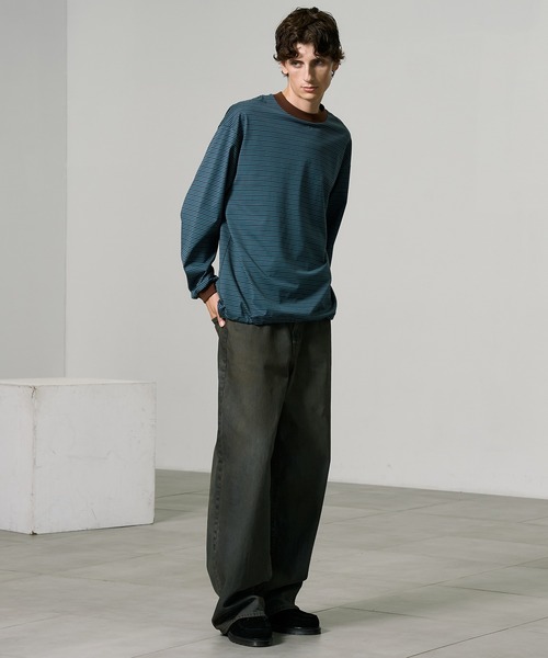 「PUBLIC TOKYO」 長袖Tシャツ 2 グリーン メンズ_画像10