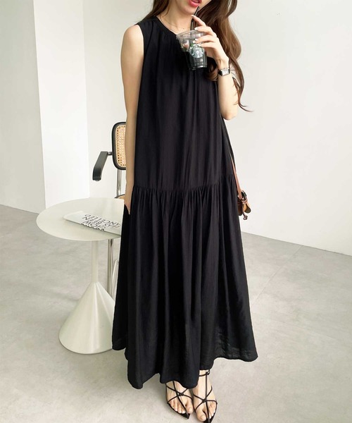 「GeeRA」 ノースリーブワンピース X-LARGE ブラック レディース_画像6