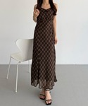 ワンピース シアーチェックマーメイドキャミワンピースの詳細画像1