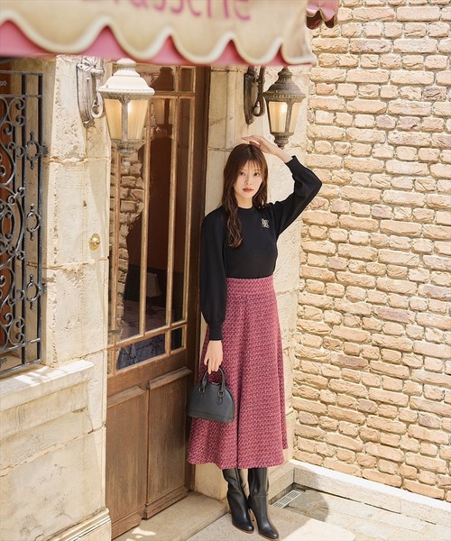 「SWINGLE」 フレアスカート MEDIUM ダークブルー レディース_画像2