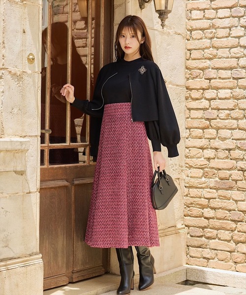 「SWINGLE」 フレアスカート MEDIUM ダークブルー レディース_画像4