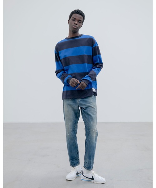 ジーンズ DAMAGED TAPERED-FIT JEANS メンズ レディースの画像