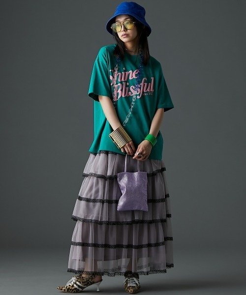 「GEVS.」 「SMILELAND」半袖Tシャツ 3L グリーン レディース_画像2