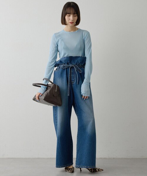 ジーンズ デニム デニムパンツ フリルデニムパンツ レディース